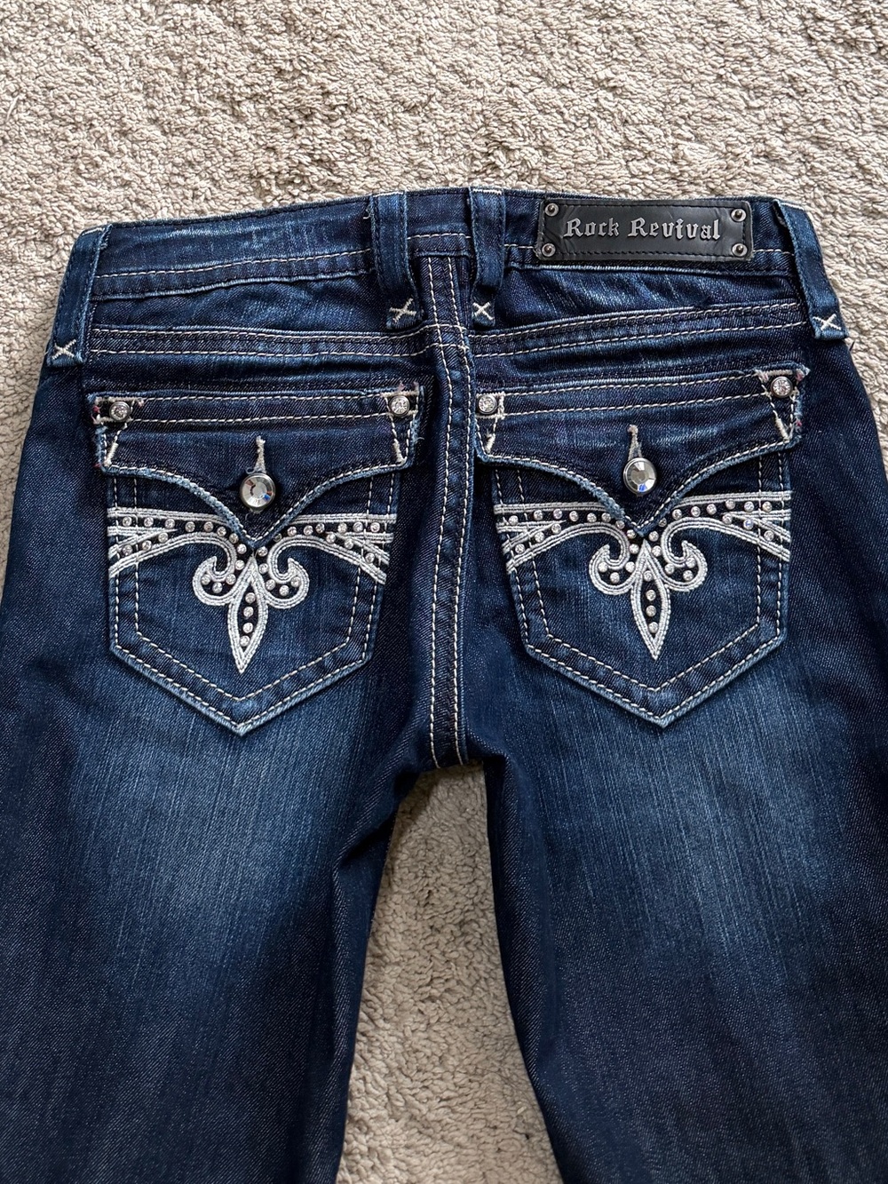 Rock Revival Jeans Womens Size 26 Sora y2K Skinny Dark Blue Rhinestone Low NWOT - Picture 8 of 11
